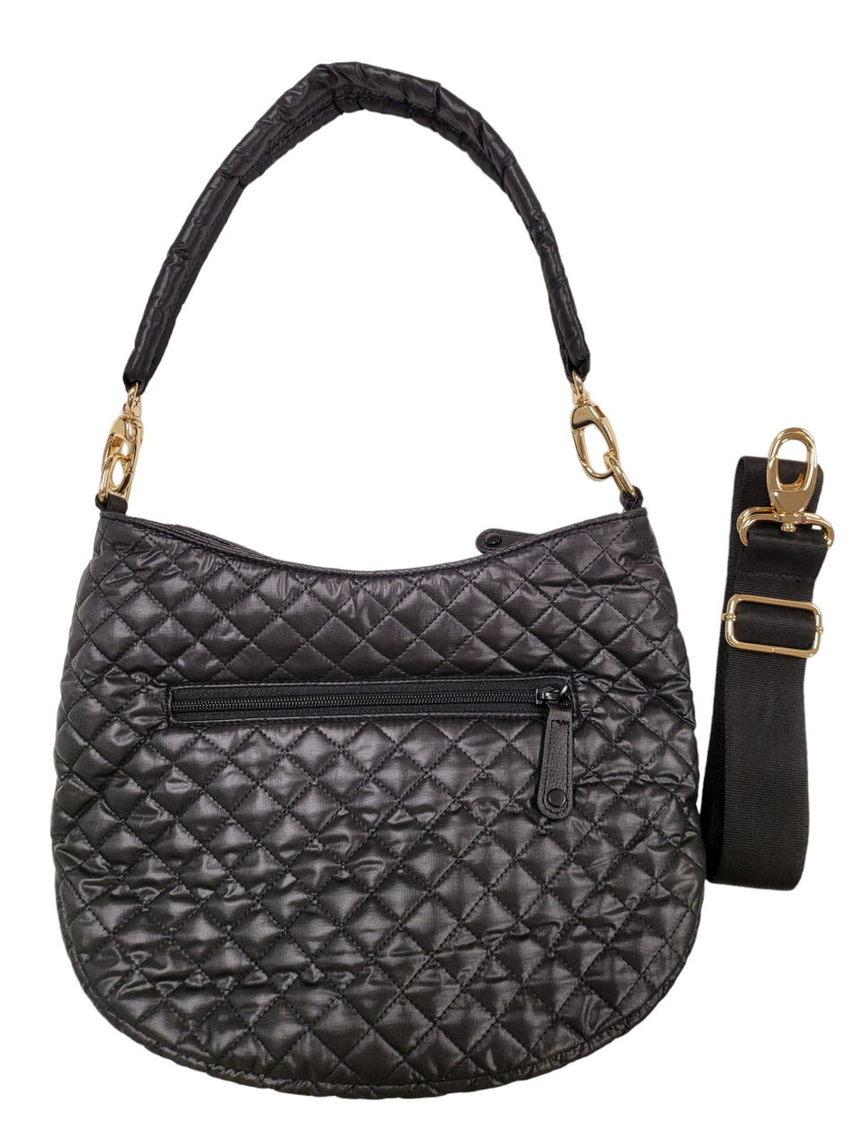 ClaraNY Lightweight Quilted Crossbody Hobo Bag Color Black