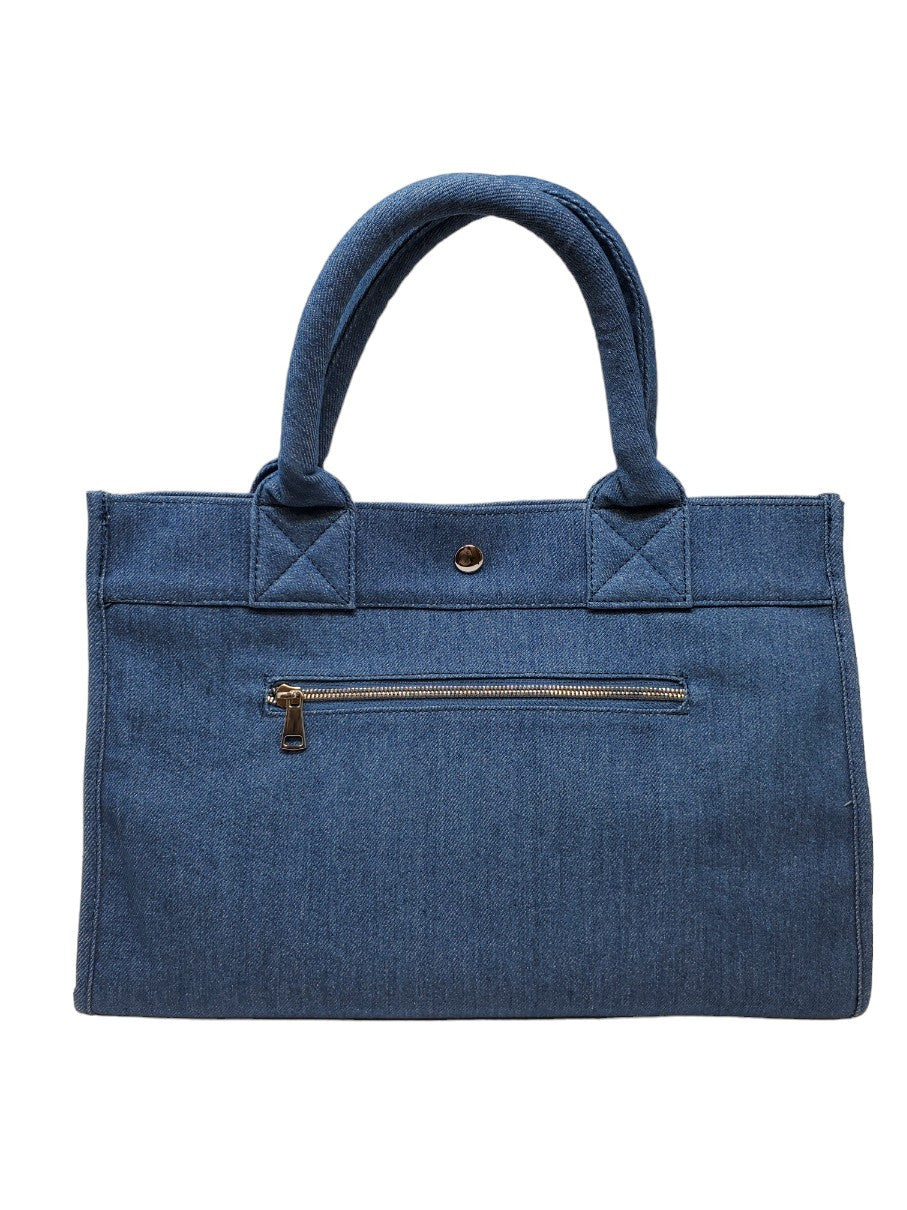 ClaraNY Denim City Tote with shoulder strap