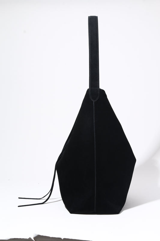 ClaraNY Genuine Leather Suede Shoulder tote bag include inner bag Color Black