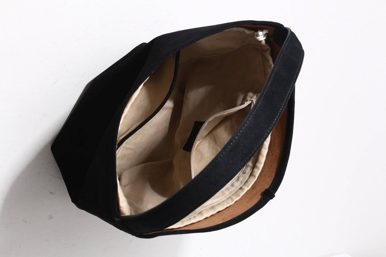 ClaraNY Genuine Leather Suede Shoulder tote bag include inner bag Color Black