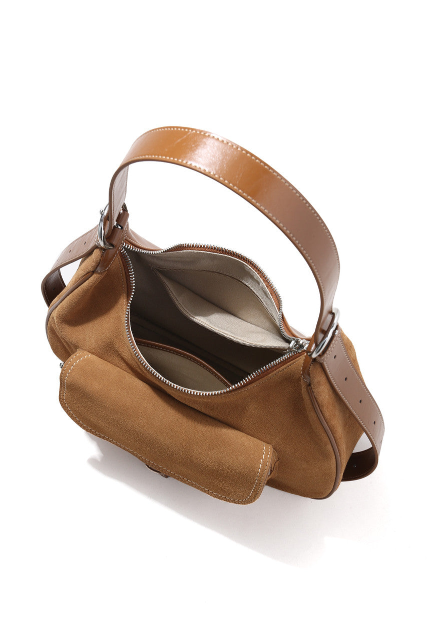 ClaraNY genuine leather Pocket Shoulder Handbag -Color Light Brown