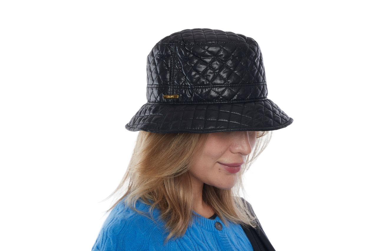 ClaraNY Lightweight Quilted Bucket Hat water repellent UV protection Color Black