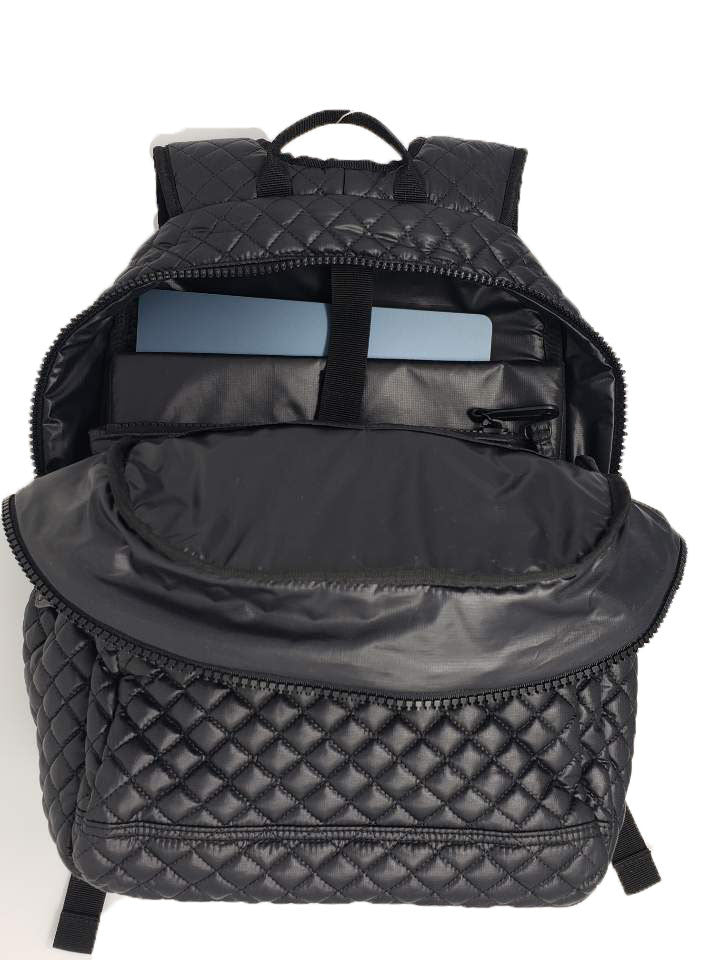 ClaraNY Quilted Backpack Ultra-light weight water repellent Laptop sleeve with pouch Color Black