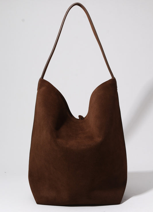ClaraNY Genuine Leather Suede Shoulder tote bag include inner bag Color Brown