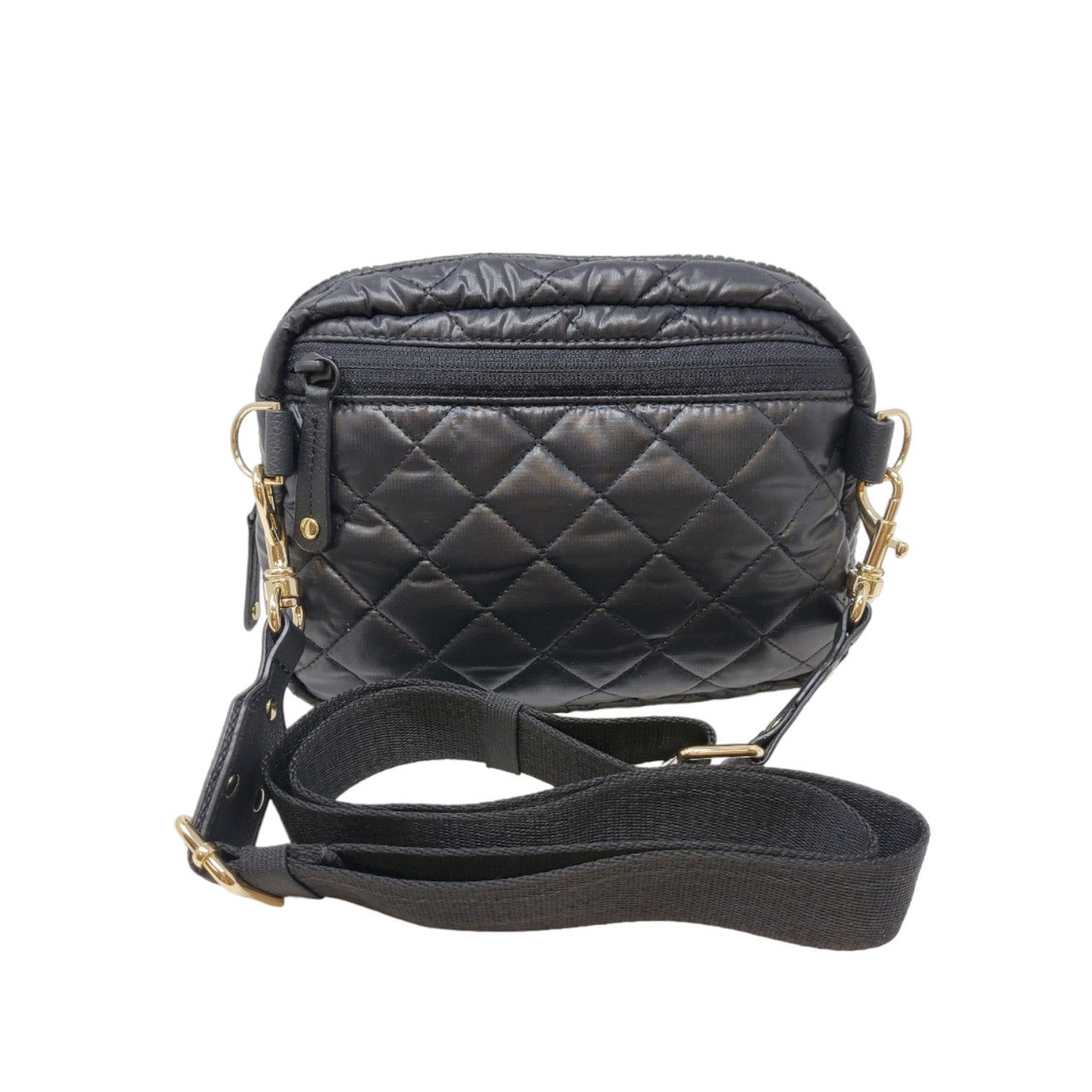 ClaraNY Quilted Crossbody shoulder Bag detachable Strap Lightweight Water Repellent color Black (Black)