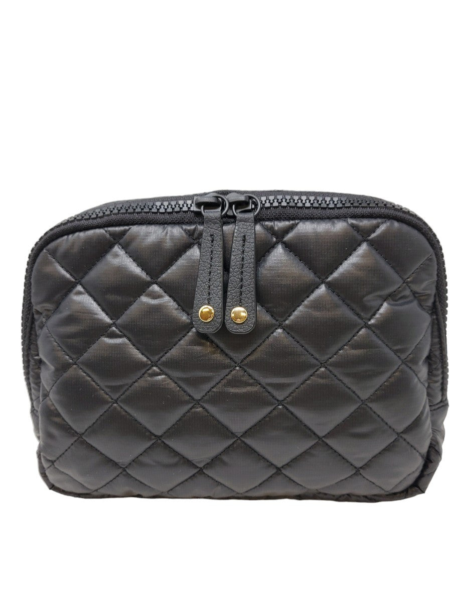 ClaraNY Quilted Crossbody shoulder Bag detachable Strap Lightweight Water Repellent color Black (Black)