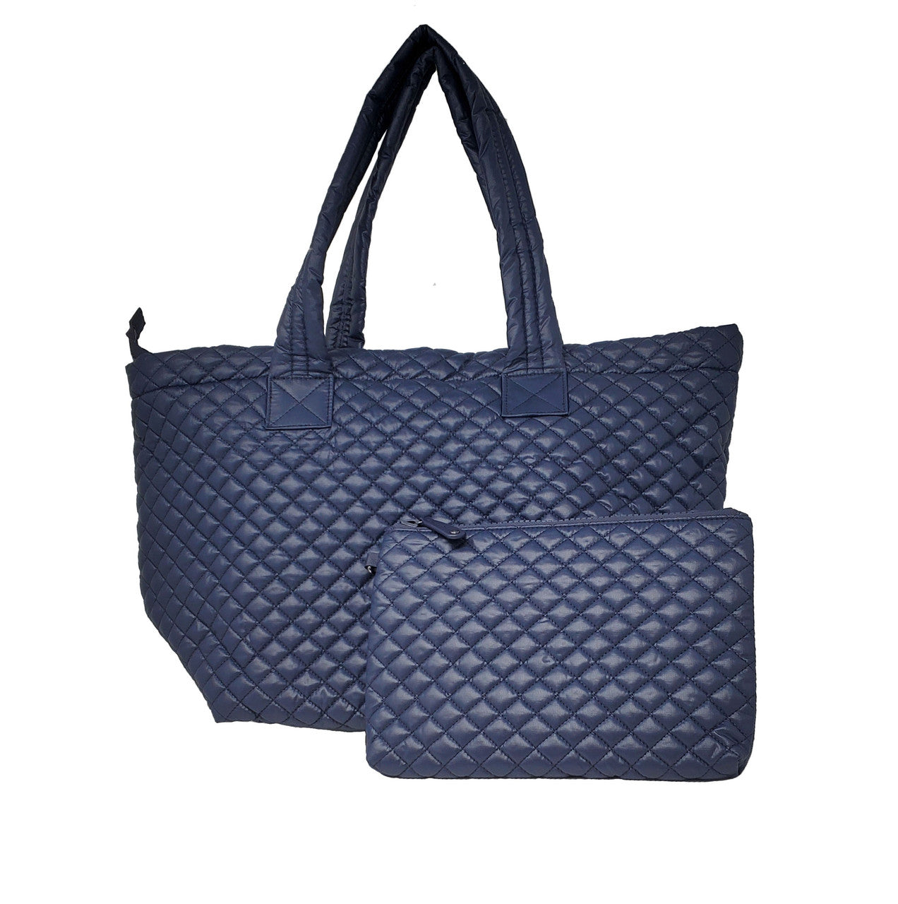 ClaraNY Ultra lightweight Zipper closure Quilted Large Tote with Pouch water repellent