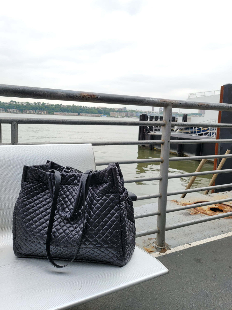 X-large Travel Ultra Light weight Quilted Tote - Color Black