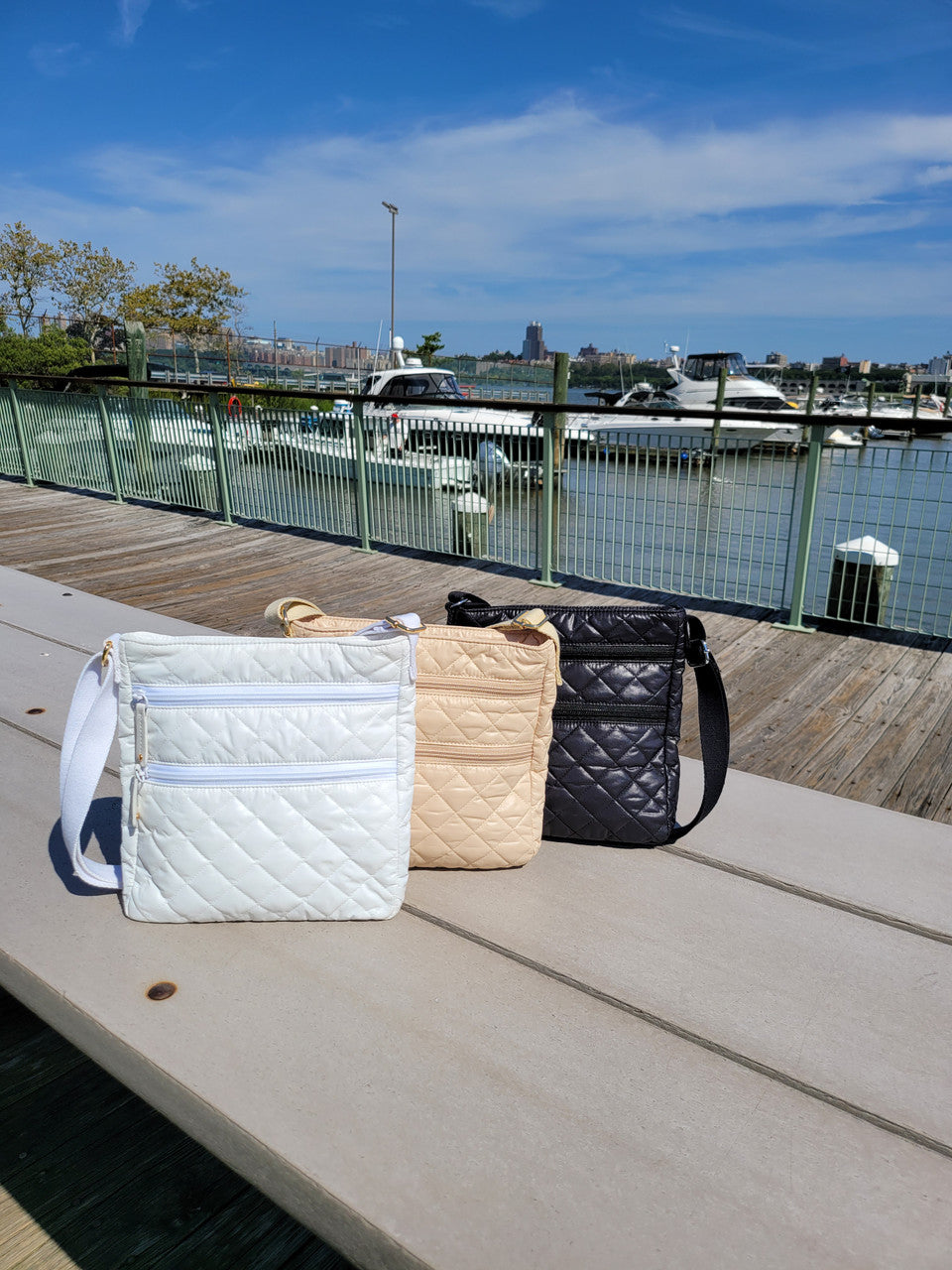 ClaraNY Lightweight Quilted Crossbody bag water repellent finish