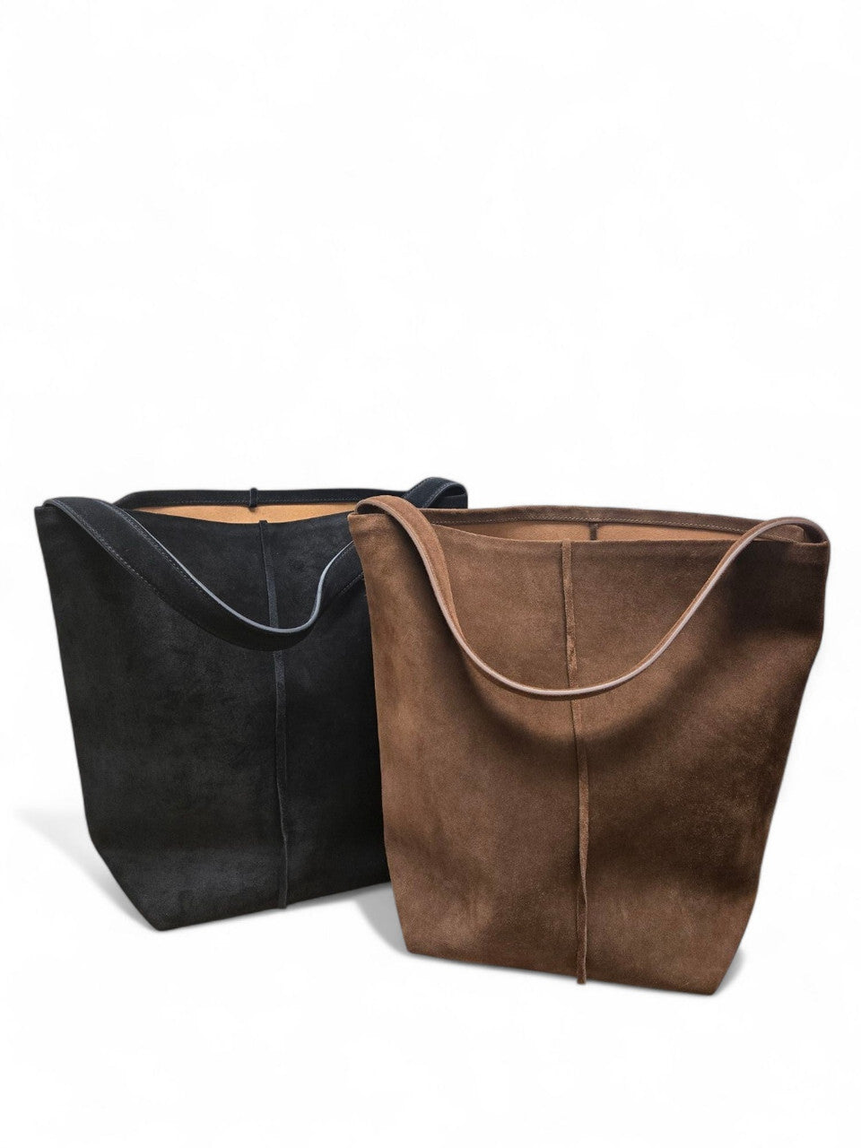 ClaraNY Genuine Leather Suede Shoulder tote bag include inner bag Color Brown
