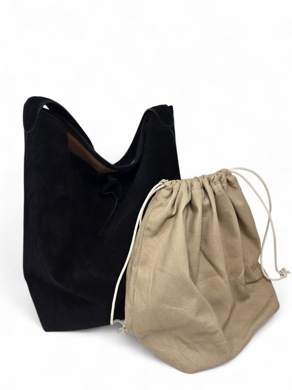 ClaraNY Genuine Leather Suede Shoulder tote bag include inner bag Color Black