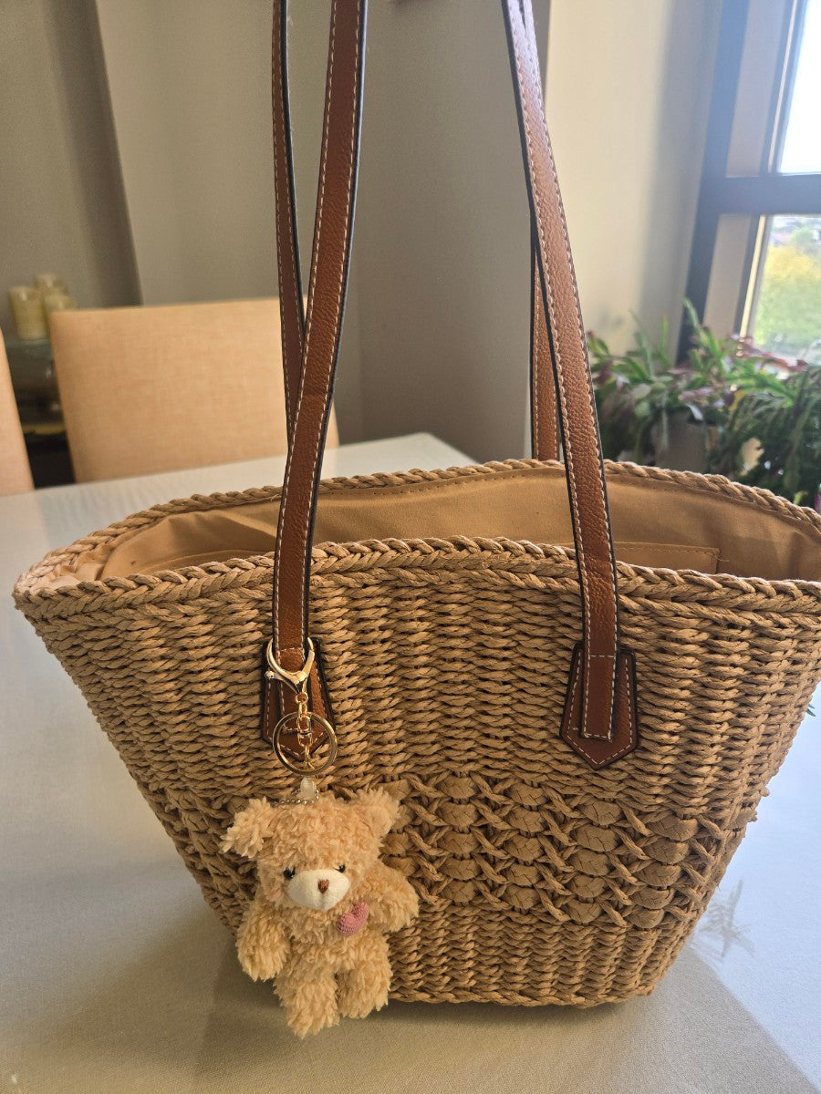 Hand woven Eco-friendly summer straw bag-Color: Brown(Natural)