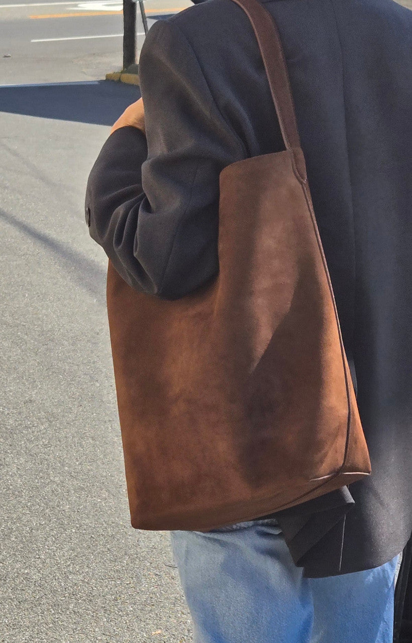 ClaraNY Genuine Leather Suede Shoulder tote bag include inner bag Color Brown