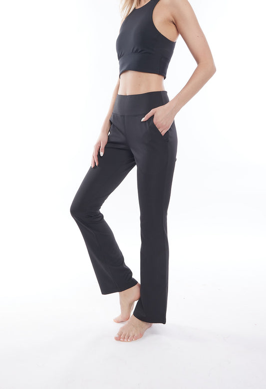 ClaraNY Full-Length Yoga Gym Lounge pants with pockets color Black  Made in USA