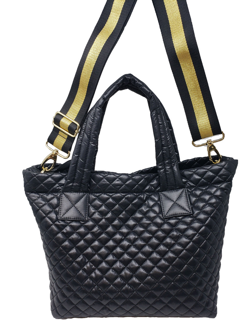 ClaraNY Lightweight Comfortable Medium Quilted Tote with pouch and shoulder strap