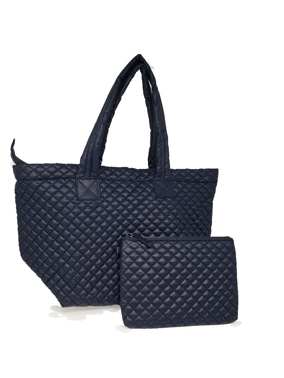 ClaraNY Ultra lightweight Zipper closure Quilted Large Tote with Pouch water repellent