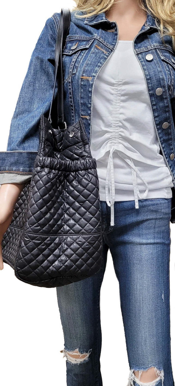 X-large Travel  Ultra Light weight Quilted Tote  - Color Black